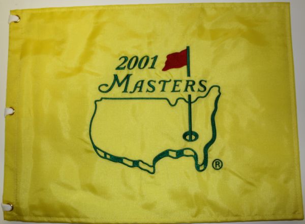 2001 Masters Embroidered Pin Flag TIGER WOODS WINS!