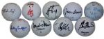 Lot of 9 Masters Autographed Golf Balls: Charles Coody, Fuzzy Zoeller, Trevor Immelman, Jack Burke, Bob Goalby, Billy Casper, Mark OMeara, Craig Stadler, and Ben Crenshaw JSA COA!