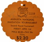 1936 Augusta National Invitation Tournament Ticket Autographed by Paul Runyan