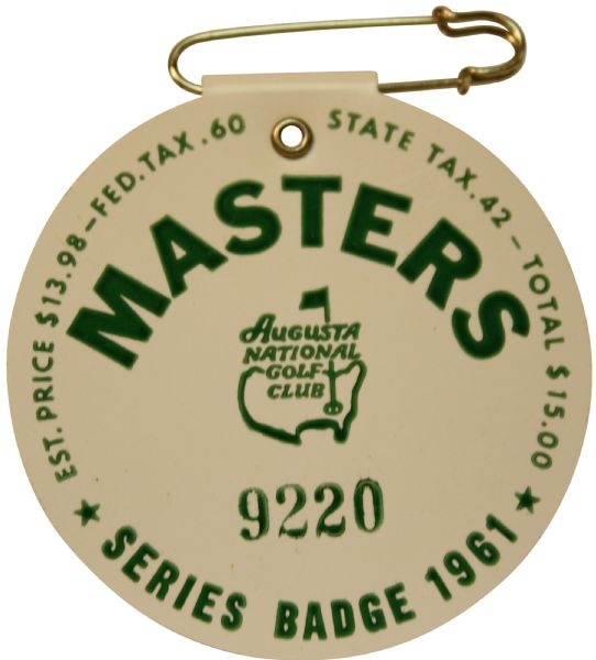 1961 Masters Badge #9220