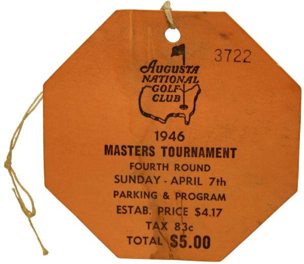 1946 Masters Tournament Sunday Ticket