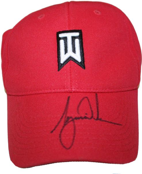 Tiger Woods Autographed Red Nike Tiger Woods Hat JSA COA