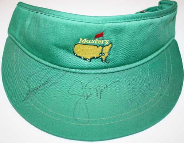 Jack Nicklaus, Fuzzy Zoeller, and Corey Pavin Autographed Green Masters Visor