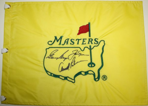 Undated Masters Pin Flag Signed by the Big Three - Palmer, Nicklaus, and Player
