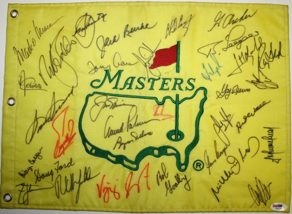 Champs Undated Masters Flag Signed by 34 Champions-LAYS CLAIM TO BEST-PSA,JSA Dual Certed