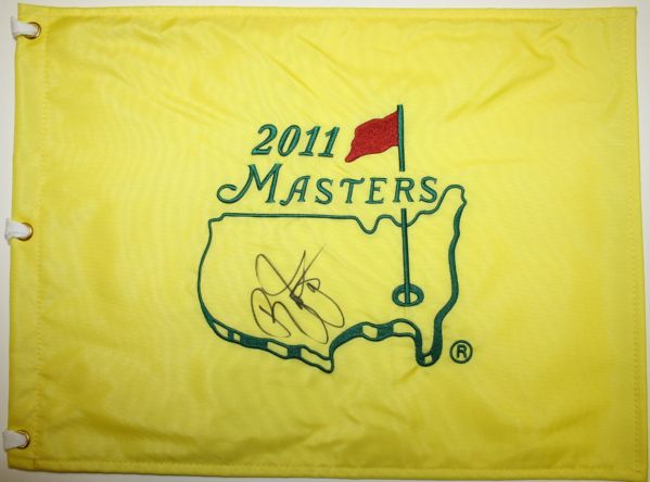 Rickie Fowler Signed Masters Pin Flag in the Center Logo - Up and Coming Superstar