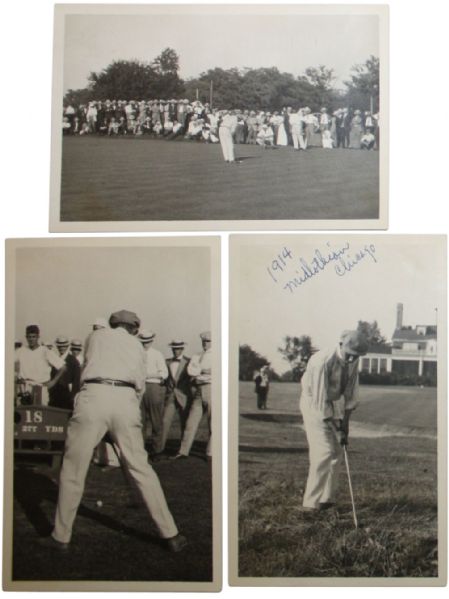 Lot of 3 1914 US Open Photos of Walter Hagen - 1st Major Championship - Rare Original Photos
