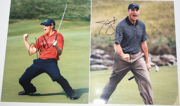 Lot of 4 Ryder Cup Signed 8x10 Photos including Perry, Furyk, Leonard, and Weekley