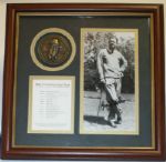 Byron Nelson Framed Signed Photo and Medal Commemorating The Unforgettable Year