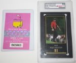 Tiger Woods Grand Slam Ventures Card (Graded 9.8) with Monday 1997 Practice Round Ticket