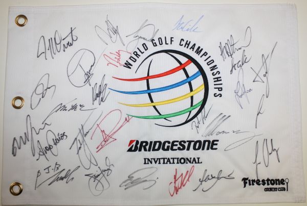 Tiger Woods Multi Signed WGC Flag  LOADED with Stars
