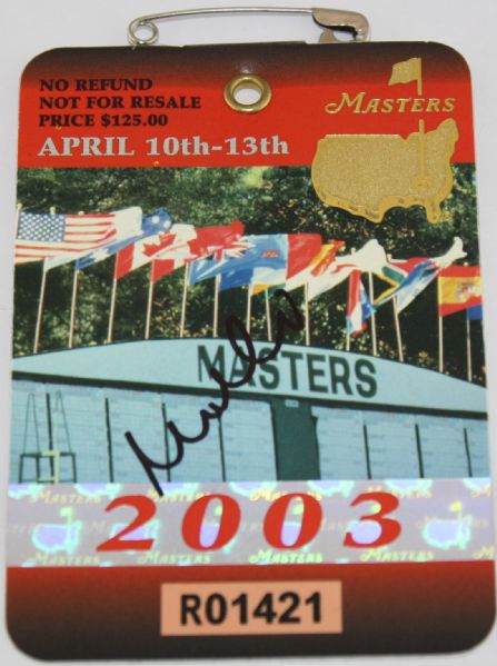 Mike Weir Signed 2003 Masters Badge