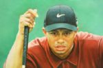 Tiger Woods Oil on Canvas Portrait by Thomas Pomeroy RARE!