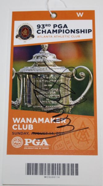 Keegan Bradley Autographed Sunday Ticket from his 2011 PGA Championship at Atlanta Athletic Club