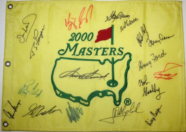 2000 Masters Embroidered Pin Flag Signed by 17 Champs