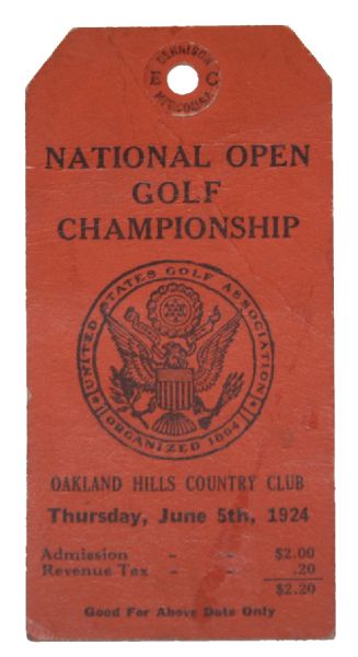 1924 US Open Ticket - Only One Known