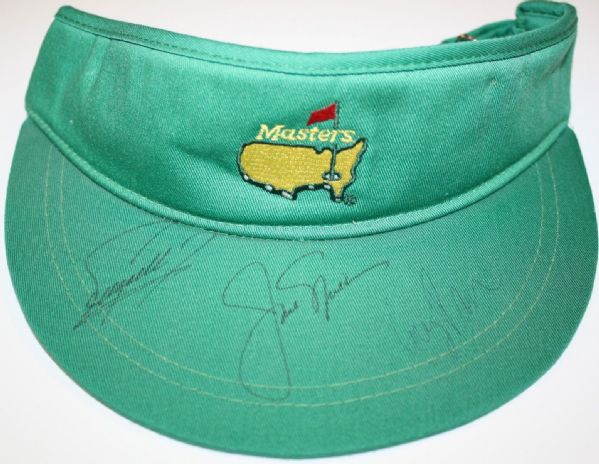 Jack Nicklaus, Fuzzy Zoeller, and Corey Pavin Autographed Green Masters Visor