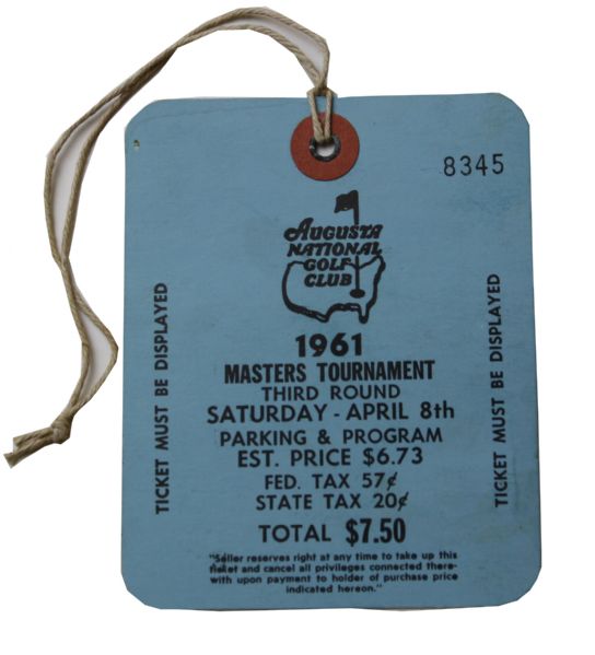 1961 Masters Tournament Badge - Gary Player Winner
