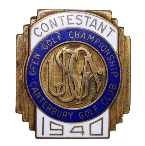 1940 US Open Contestant Pin - Lawson Little Champ-Caturbury G.C.-Penna Family Collection