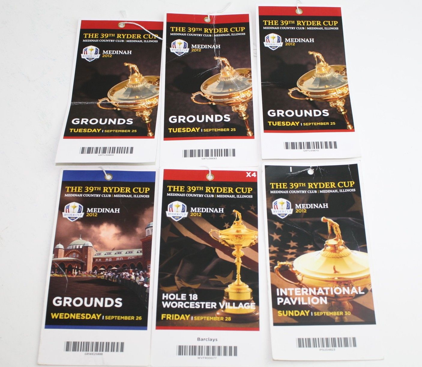 Lot Detail 2012 Ryder Cup Package 6 Tickets, 2 Programs, Pairing Sheet