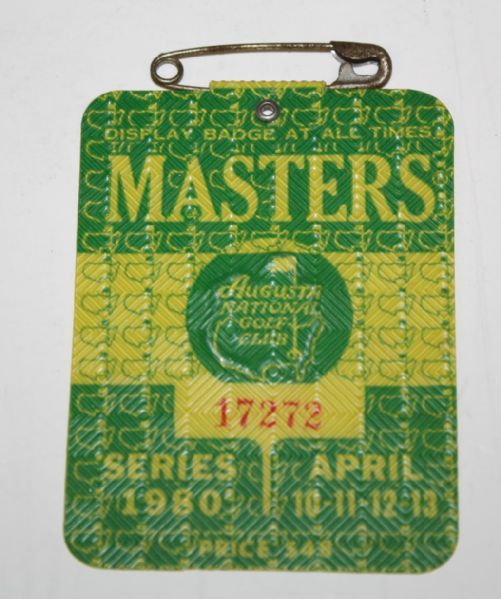 1980 Masters Badge-Seve Ballesteros 1st Masters Win