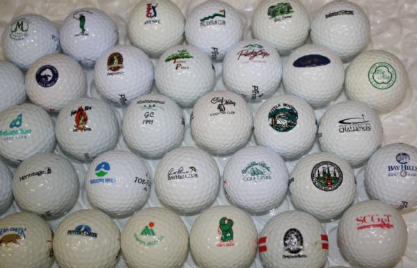 60 Different Logo Golf Balls from US, Europe Courses, and Tournaments