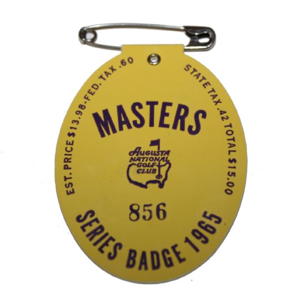 1965 Masters Badge - Jack Nicklaus Victory