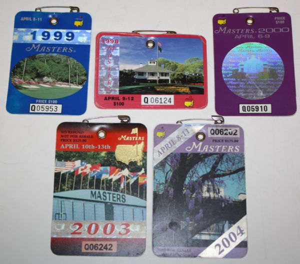 Lot of 10 Masters Badges: 1998-2000, 2003-2008, and 2011