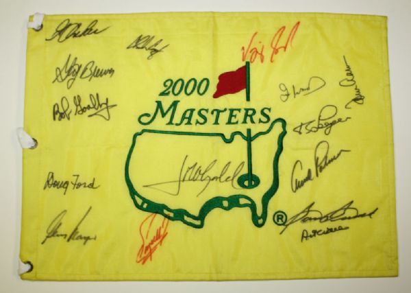 Masters Flag signed by 15 champions-With Four Deceased JSA COA