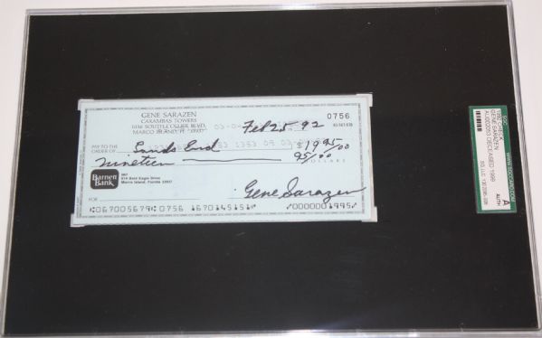 Gene Sarazen SGC Slabbed Signed Check