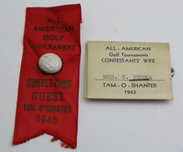 1943 and 1946 All American Contestant Guest Badges-Tam OShanter Chicago Area