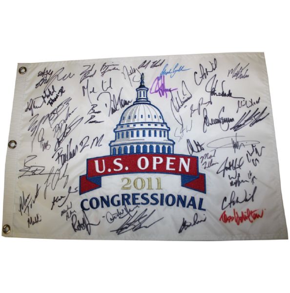 2011 Field Signed US Open Embroidered Flag JSA COA