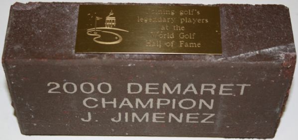 World Golf Hall of Fame Champions Brick Presented to Joe Jimenez for 2000 Liberty Mutual Legends Victory