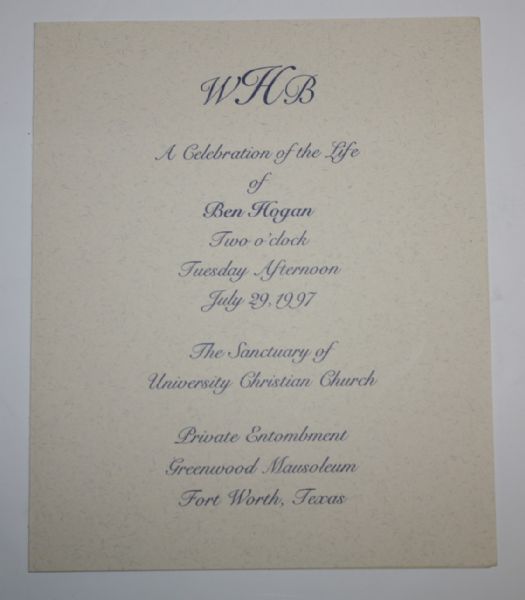 Pamphlet from Ben Hogan Funeral Procession