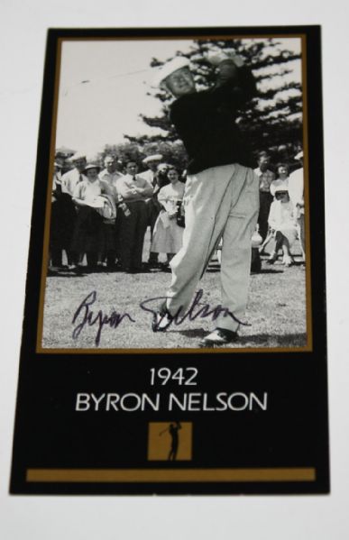Byron Nelson Signed 1942 Grand Slam Ventures Champions of Golf Card JSA COA