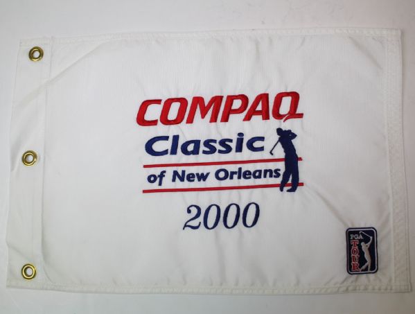Lot of 3 Embroidered Flags: 2000 Compaq Classic, 2001 Worldcom Classic, and 2002 World Golf Championship