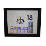 Framed Flag, Tickets, and Pairing Sheets for 1995 Ryder Cup from Oak Hill