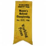 Interlachen C.C. Womens National Championship Press Ribbon Signed by Glenna Collett-Vare JSA COA