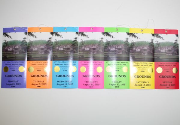 2005 PGA Championship Full Week Ticket Set - 7 Tickets - Mickelson Win