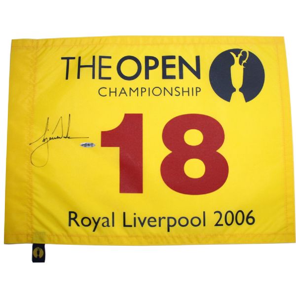 Tiger Woods Signed 2006 British Open Flag - Royal Liverpool - UDA SHO 24513