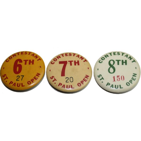 Lot of Three 1930s St. Paul Open PGA Contestant Pins