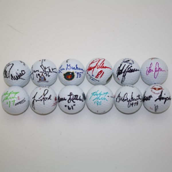 Lot of 12 U.S. Open Winners Signed Golf Balls JSA COA