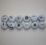Lot of 12 PGA Winners Signed Golf Balls JSA COA