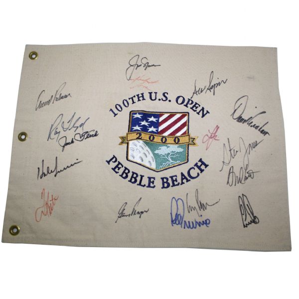 Multi-Signed 2000 U.S. Open Cloth Flag - Pebble Beach - 16 Signatures JSA COA