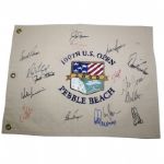 Multi-Signed 2000 U.S. Open Cloth Flag - Pebble Beach - 16 Signatures JSA COA