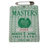 1982 Masters Badge - Craig Stadler Winner