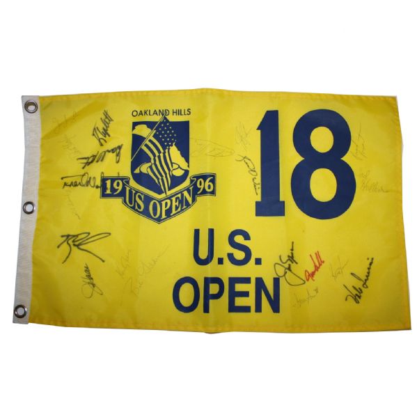 Jack Nicklaus signed Multi-Signed 1996 US Open Screen Flag - Oakland Hills JSA COA