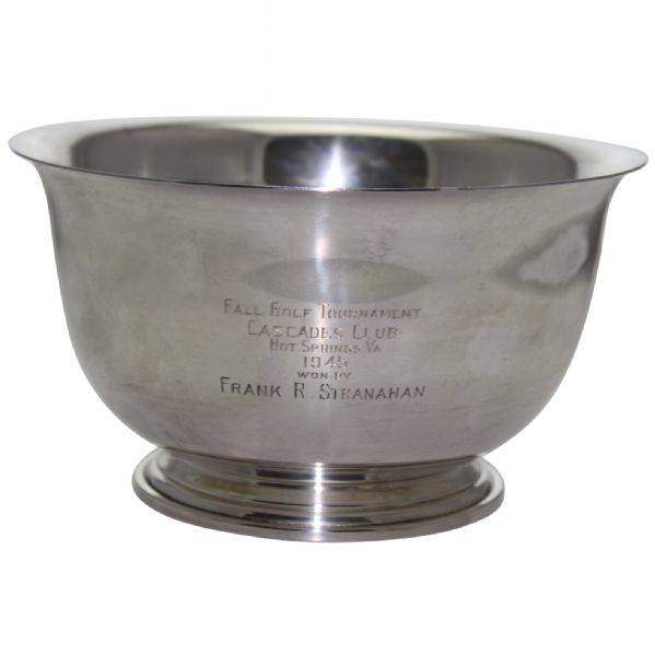 1945 Cascades Club Fall Golf Tournament-Frank Stanahans Champions Sterling Bowl