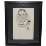15 Masters Champs Autographs on Original Dugan Cartoon for 1970 Frank Stranahan Day