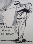 15 Masters Champs Autographs on Original Dugan Cartoon for 1970 Frank Stranahan Day